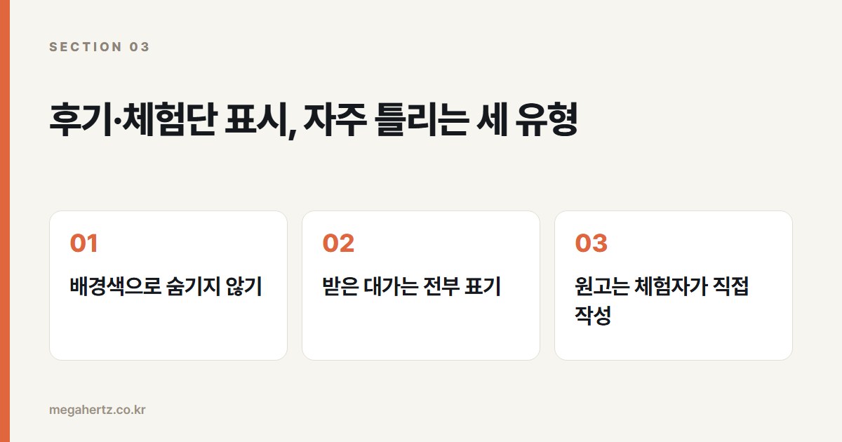 후기·체험단 표시, 자주 틀리는 세 유형