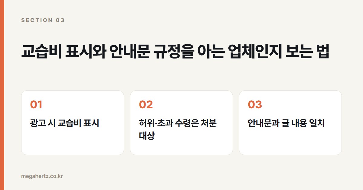 교습비 표시와 안내문 규정을 아는 업체인지 보는 법