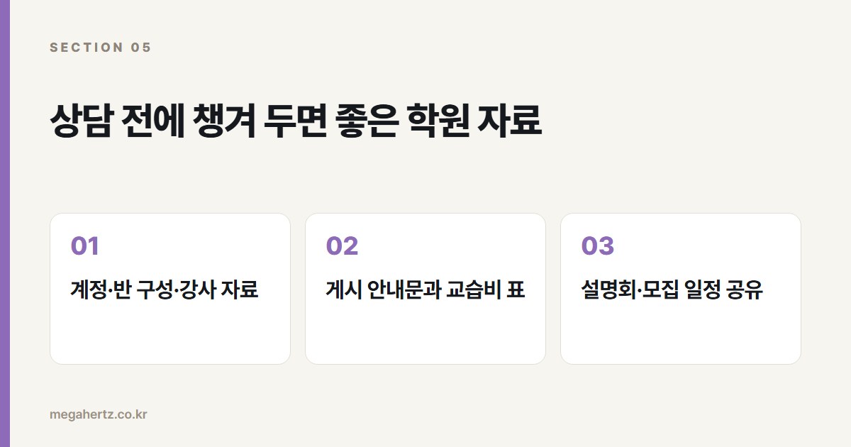 상담 전에 챙겨 두면 좋은 학원 자료