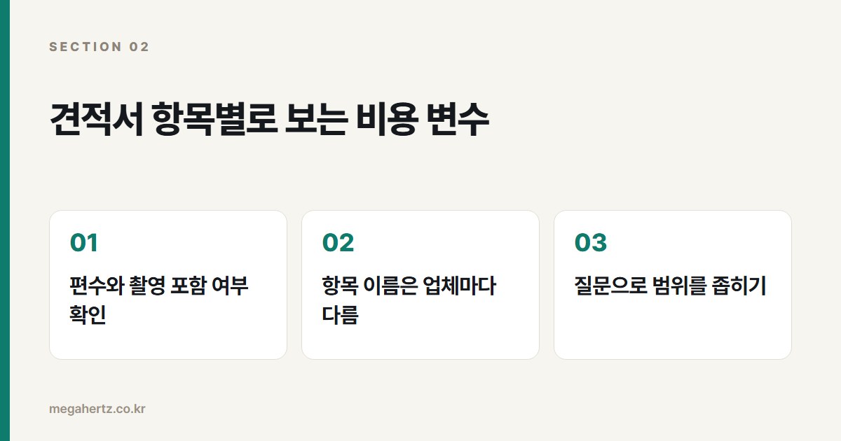 견적서 항목별로 보는 비용 변수