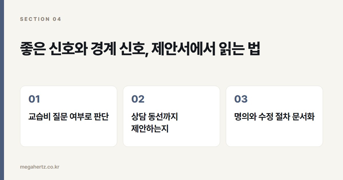 좋은 신호와 경계 신호, 제안서에서 읽는 법
