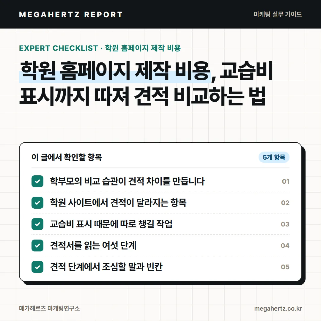 학원 홈페이지 제작 비용, 교습비 표시까지 따져 견적 비교하는 법