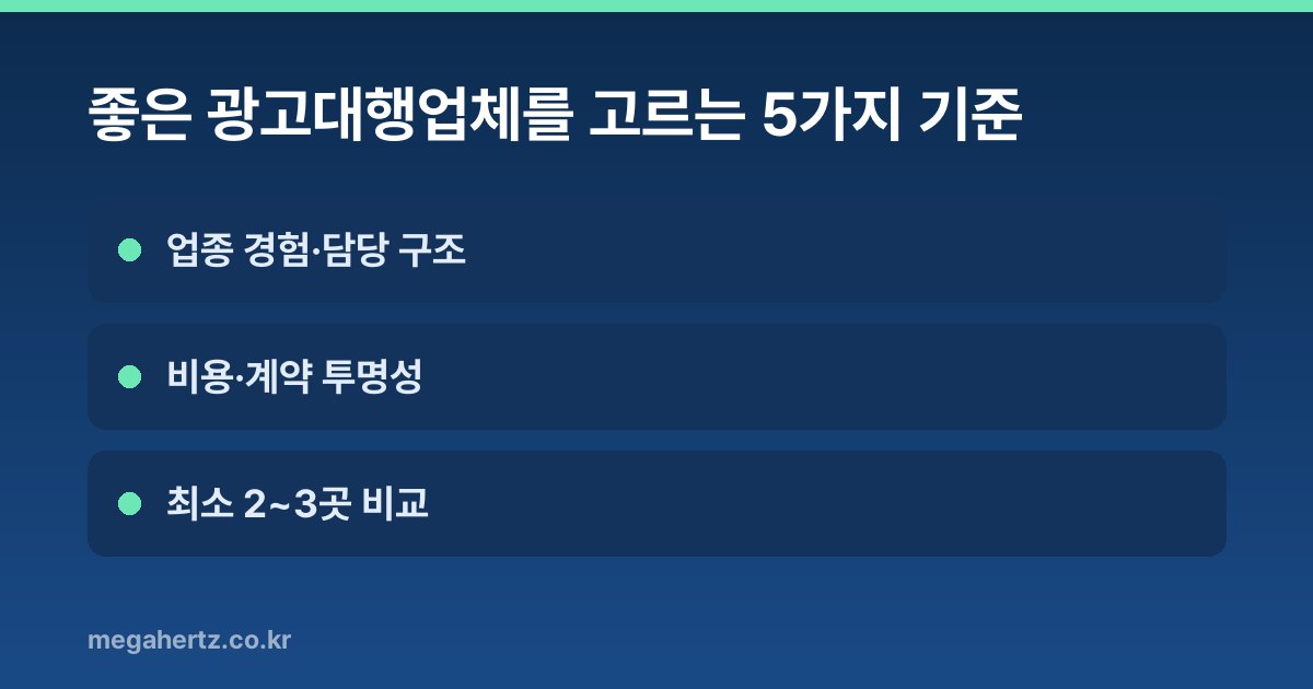 좋은 광고대행업체를 고르는 5가지 기준