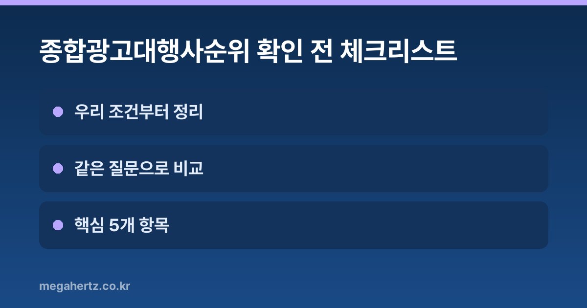 종합광고대행사순위 확인 전 체크리스트