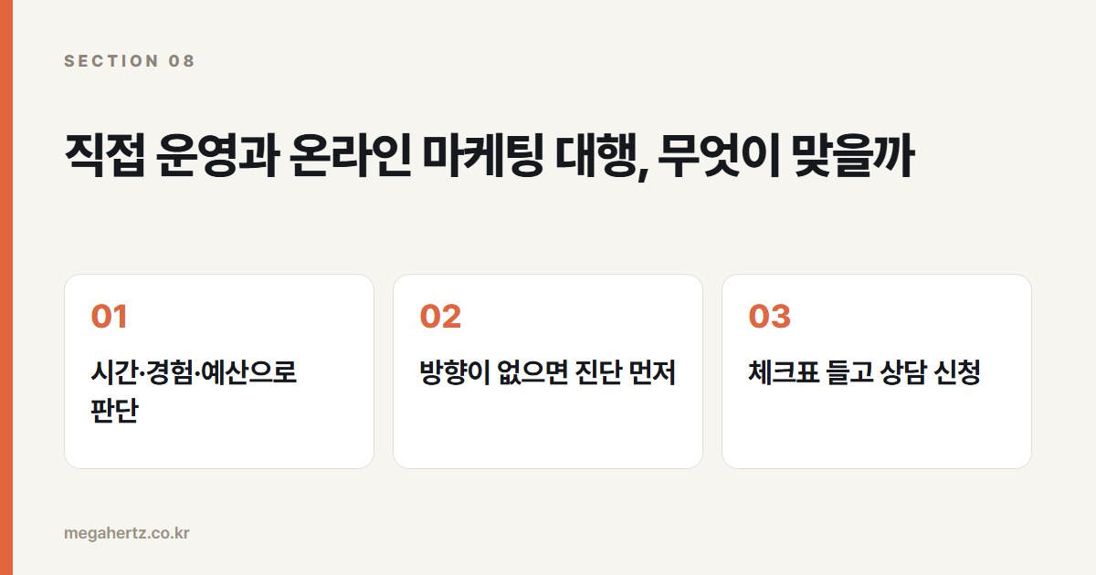직접 운영과 온라인 마케팅 대행, 무엇이 맞을까
