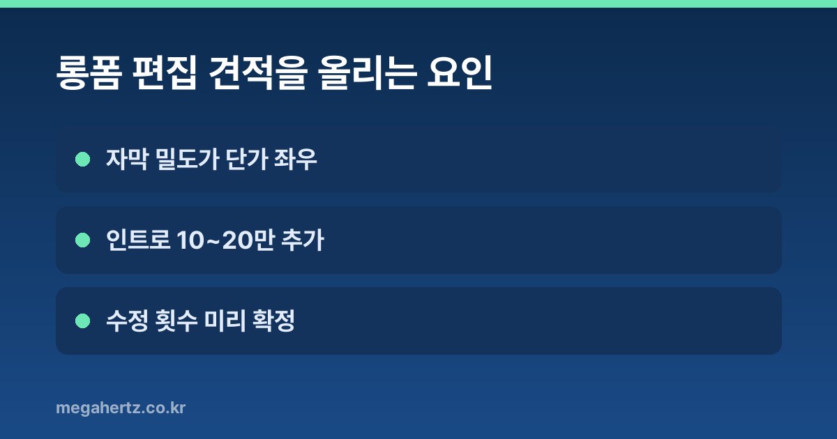 롱폼 편집 견적을 올리는 요인