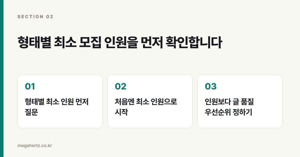 형태별 최소 모집 인원을 먼저 확인합니다