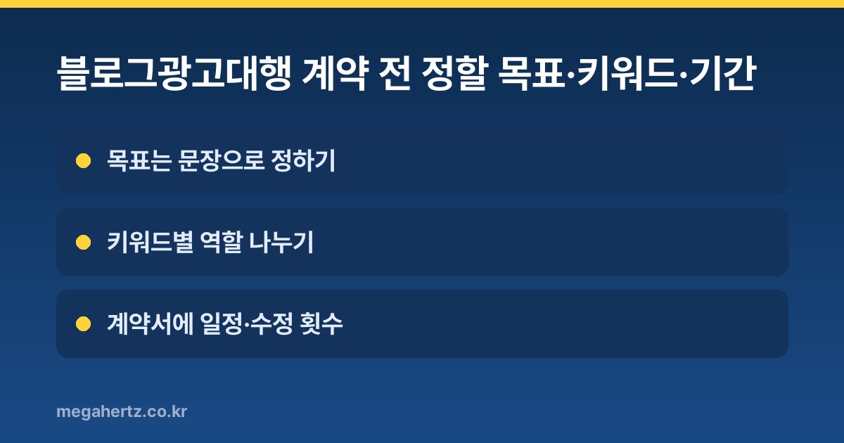 블로그광고대행 계약 전 정할 목표·키워드·기간