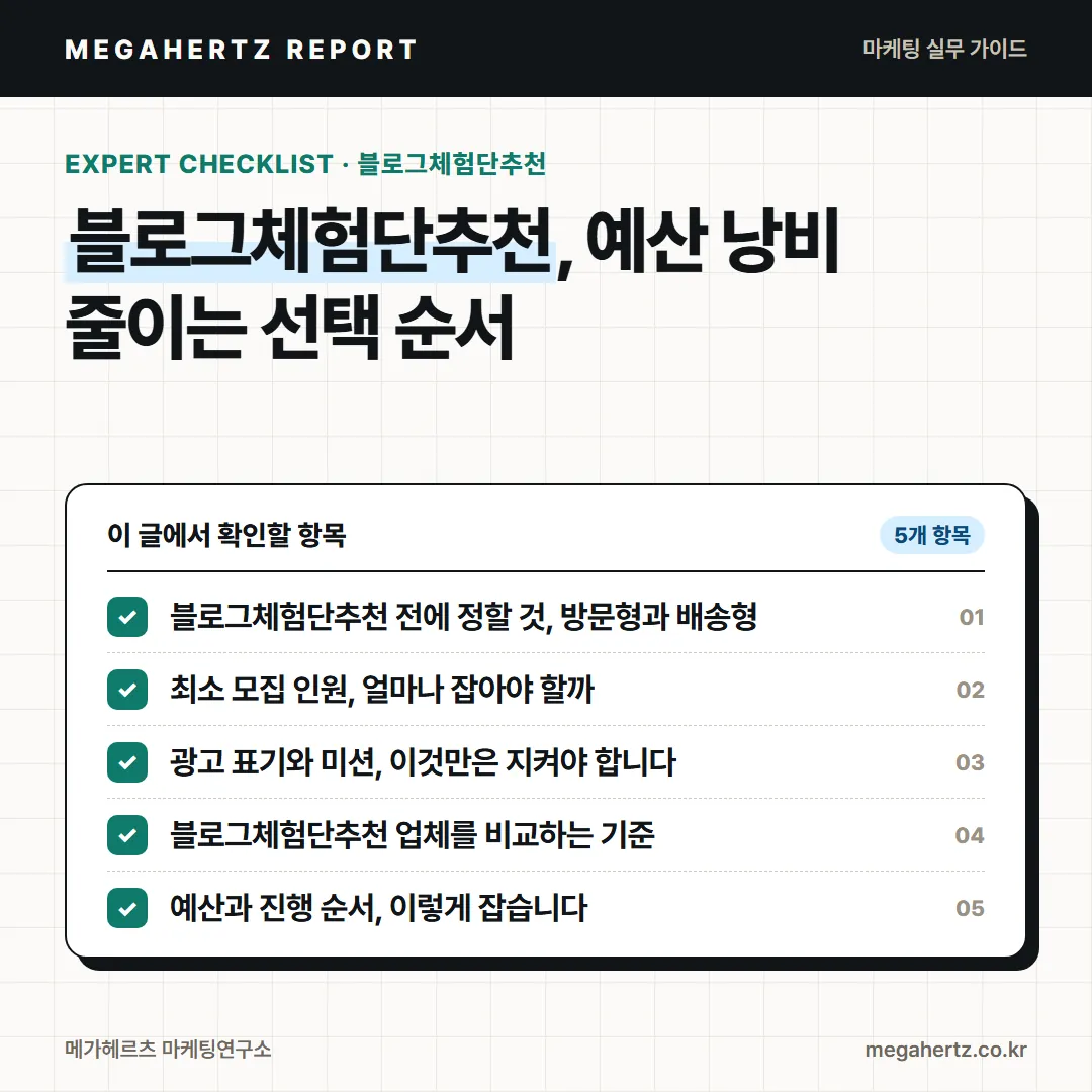 블로그체험단추천, 예산 낭비 줄이는 선택 순서