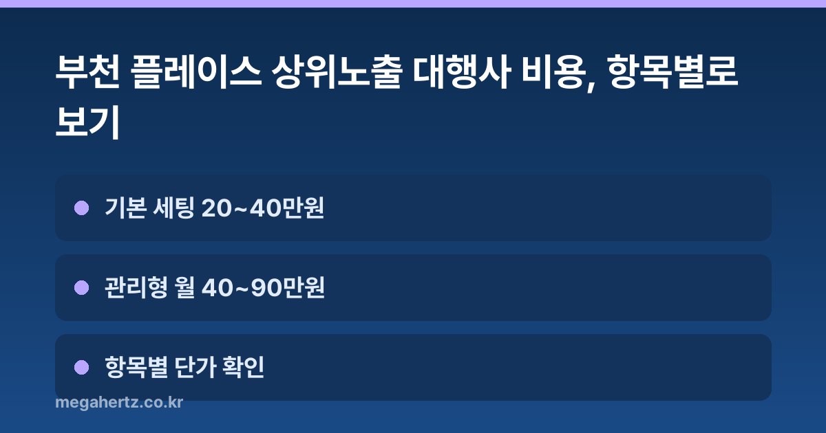 부천 플레이스 상위노출 대행사 비용, 항목별로 보기
