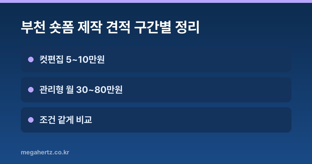 부천 숏폼 제작 견적 구간별 정리