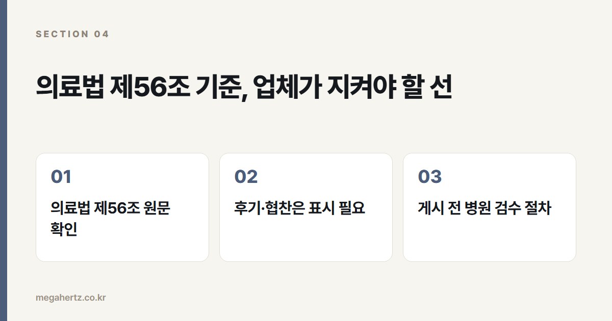 의료법 제56조 기준, 업체가 지켜야 할 선