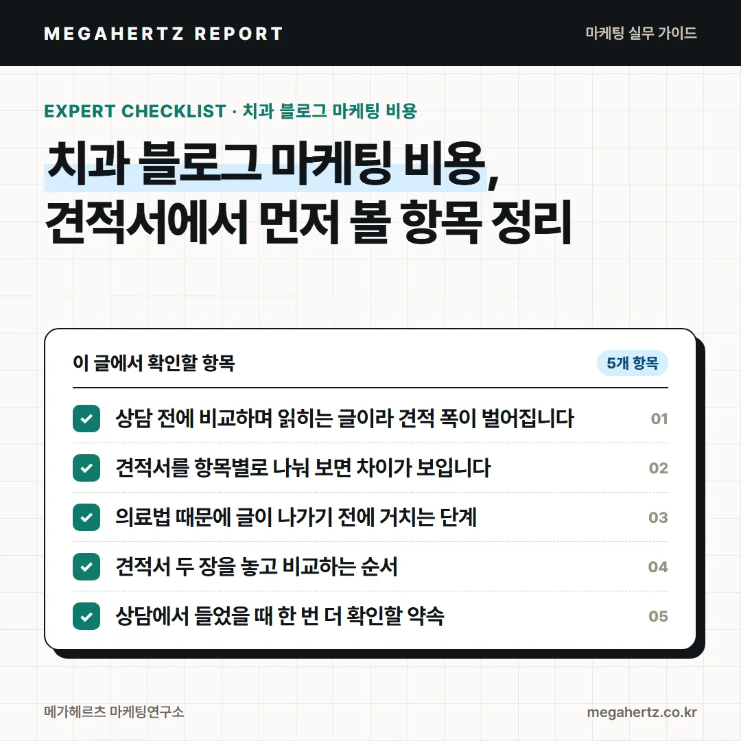 치과 블로그 마케팅 비용, 견적서에서 먼저 볼 항목 정리