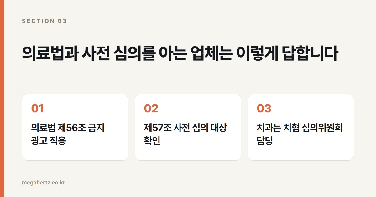 의료법과 사전 심의를 아는 업체는 이렇게 답합니다