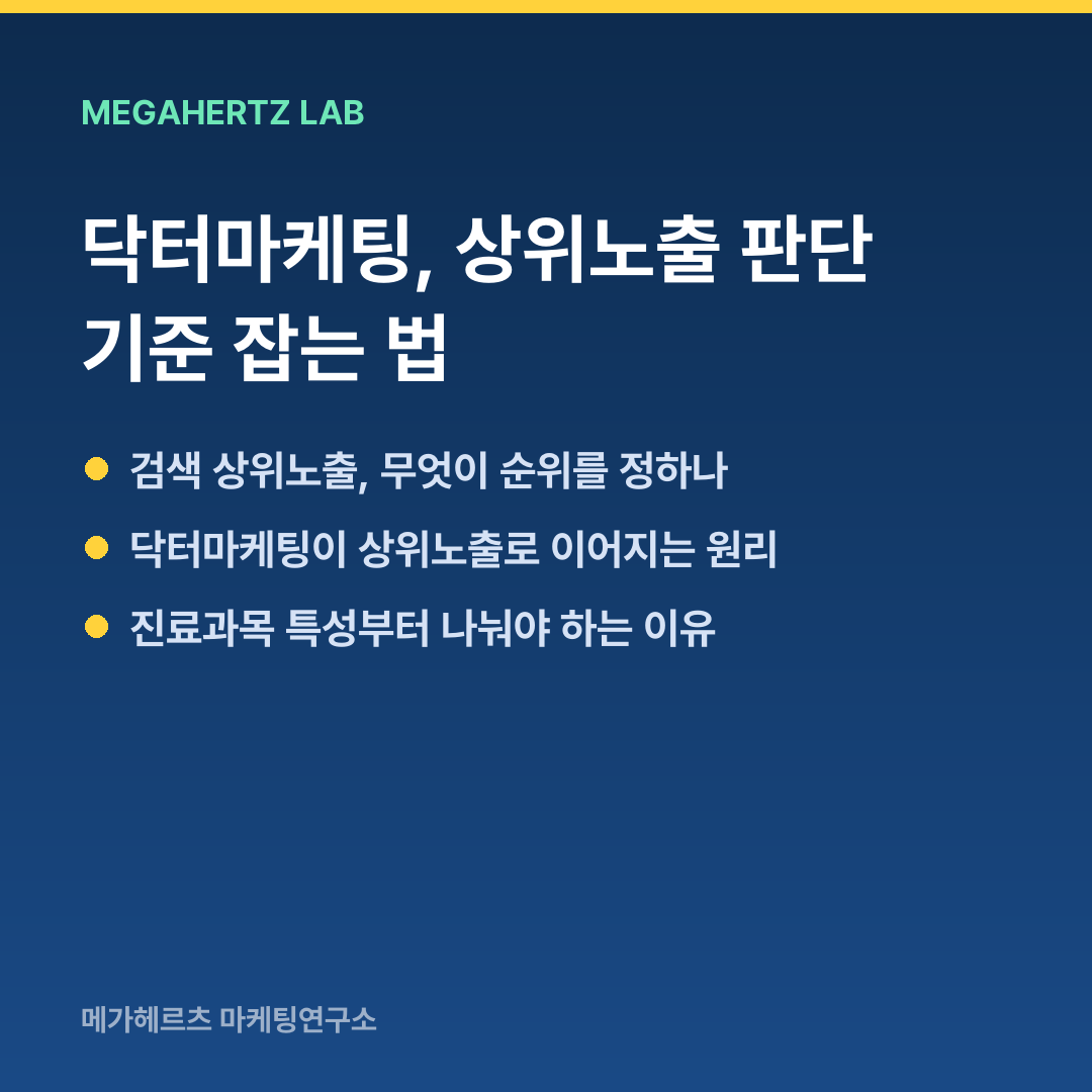 닥터마케팅, 상위노출 판단 기준 잡는 법