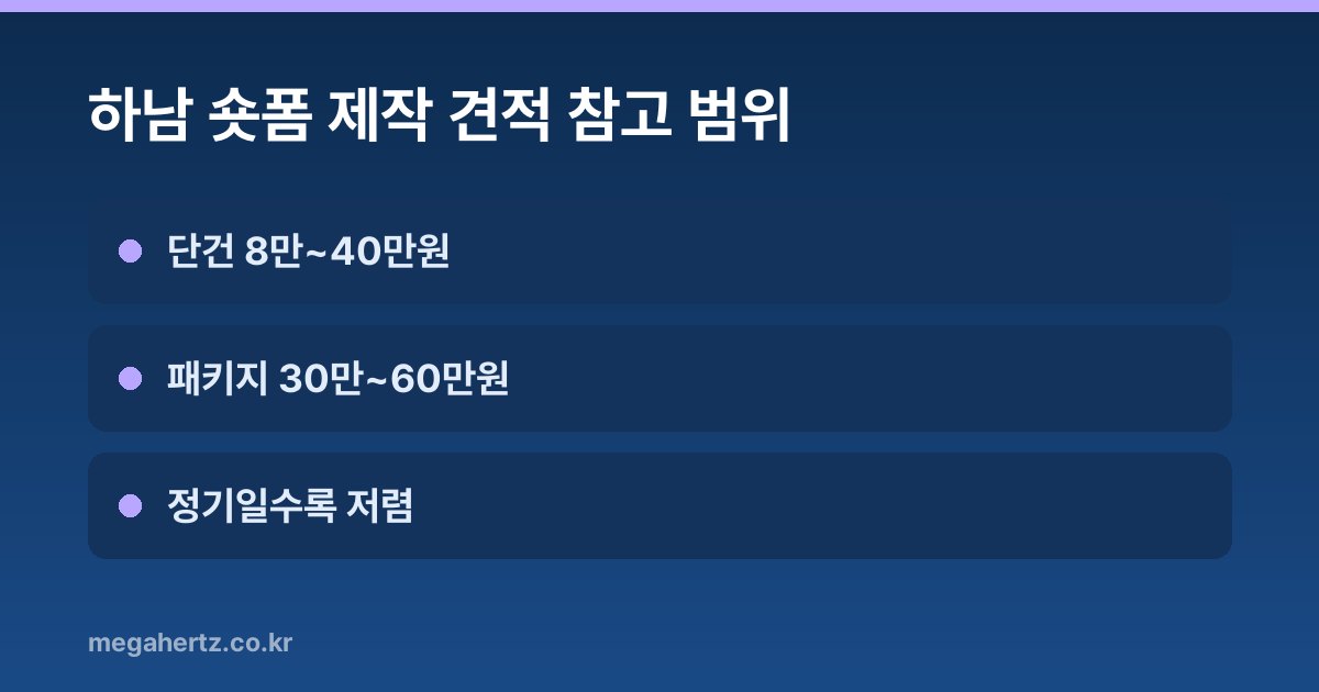 하남 숏폼 제작 견적 참고 범위