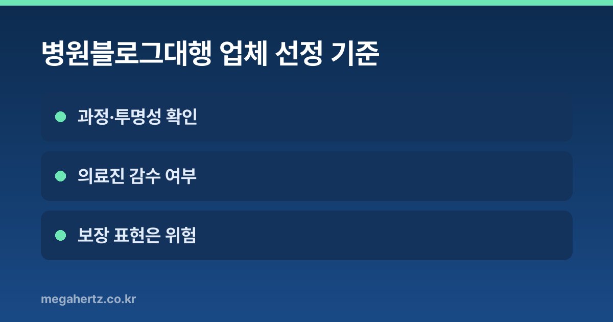 병원블로그대행 업체 선정 기준
