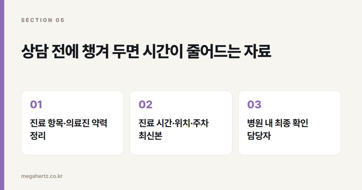 상담 전에 챙겨 두면 시간이 줄어드는 자료