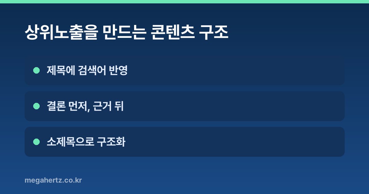 상위노출을 만드는 콘텐츠 구조