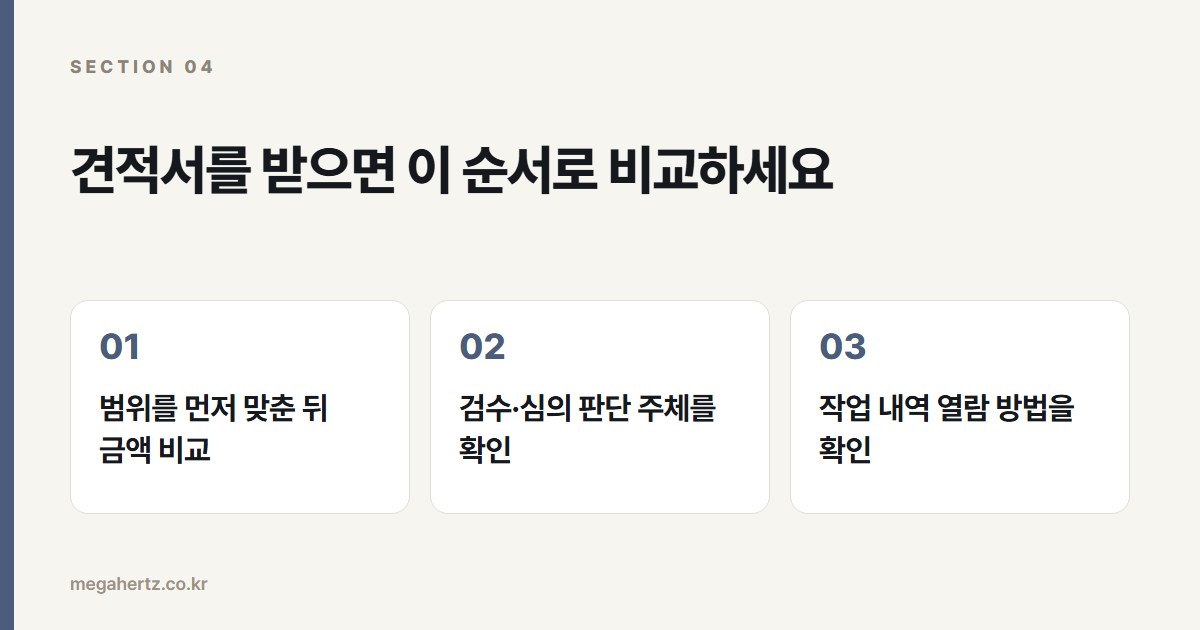 견적서를 받으면 이 순서로 비교하세요