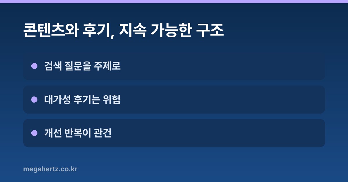 콘텐츠와 후기, 지속 가능한 구조