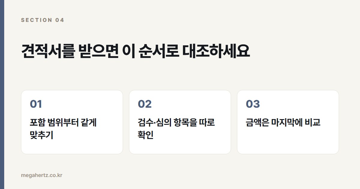 견적서를 받으면 이 순서로 대조하세요