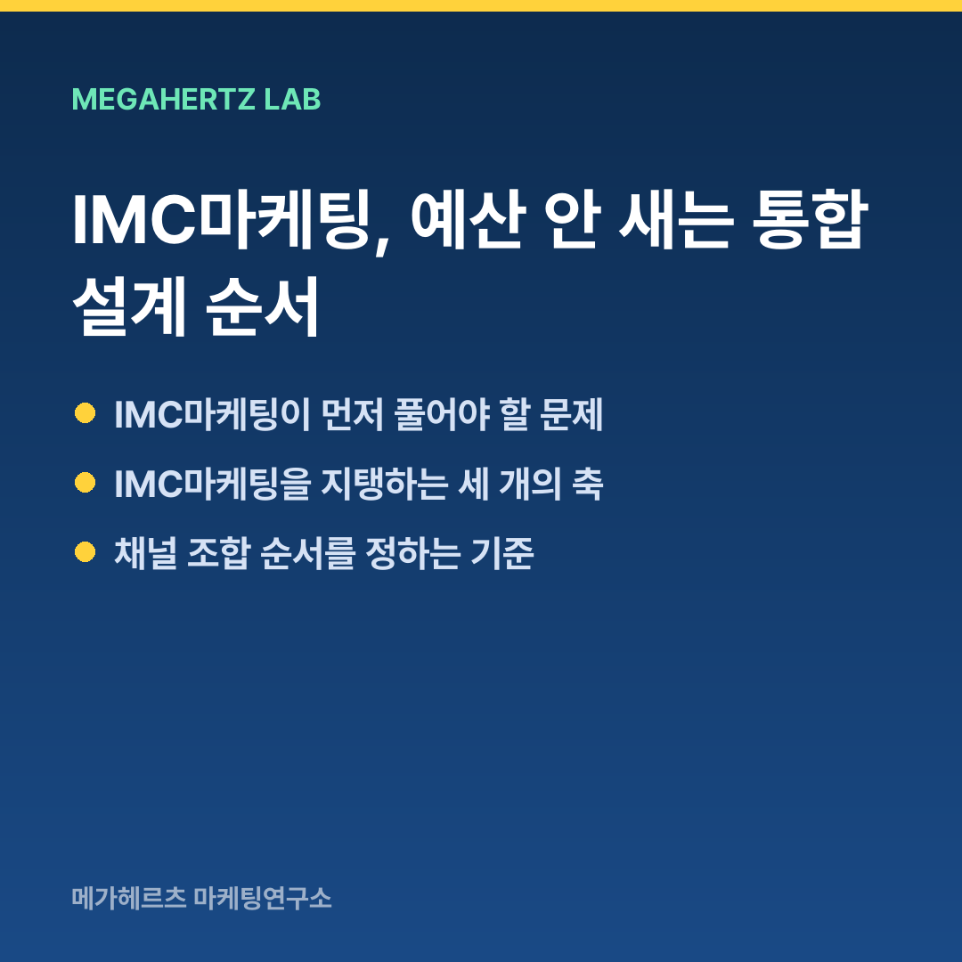 IMC마케팅, 예산 안 새는 통합 설계 순서
