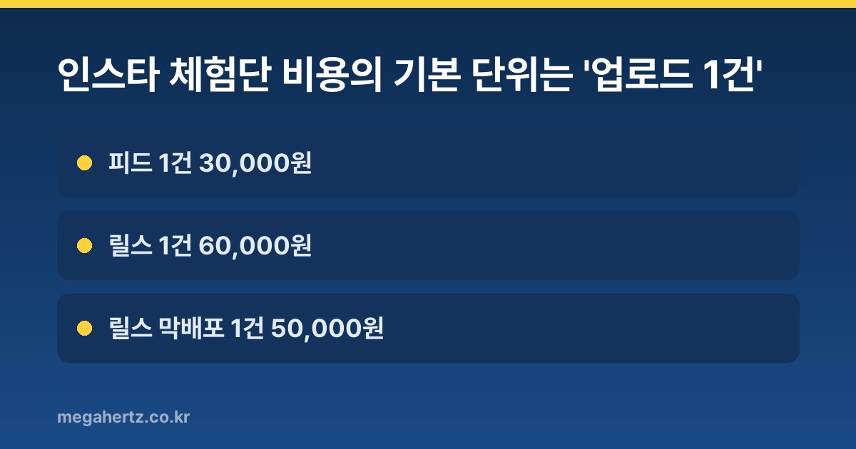 인스타 체험단 비용의 기본 단위는 '업로드 1건'