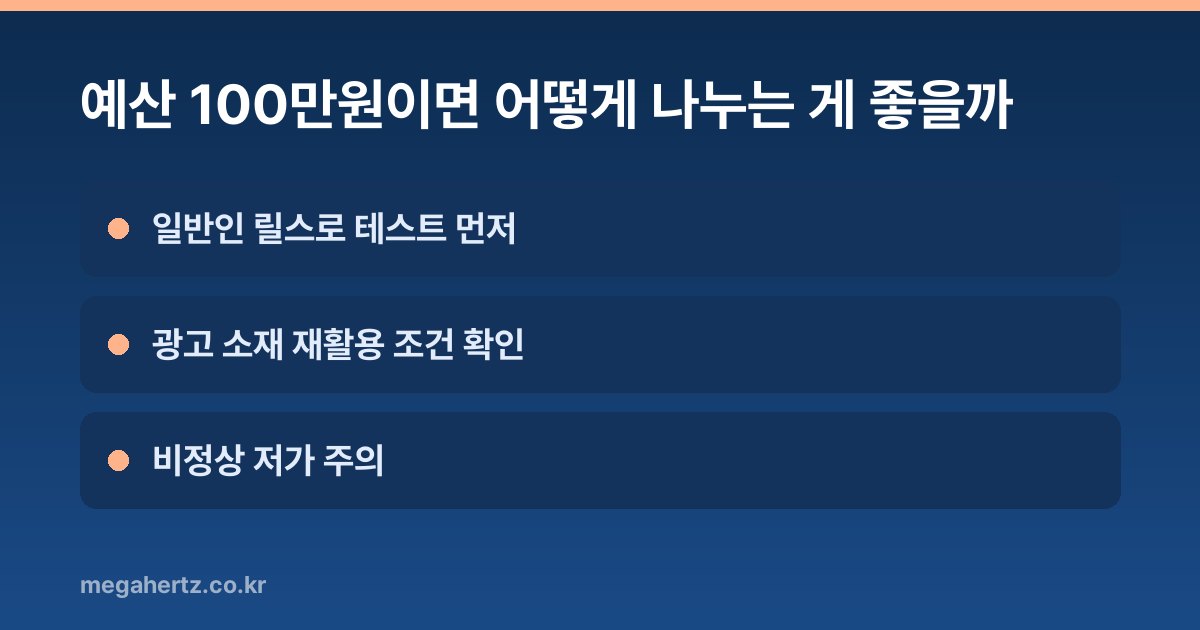 예산 100만원이면 어떻게 나누는 게 좋을까