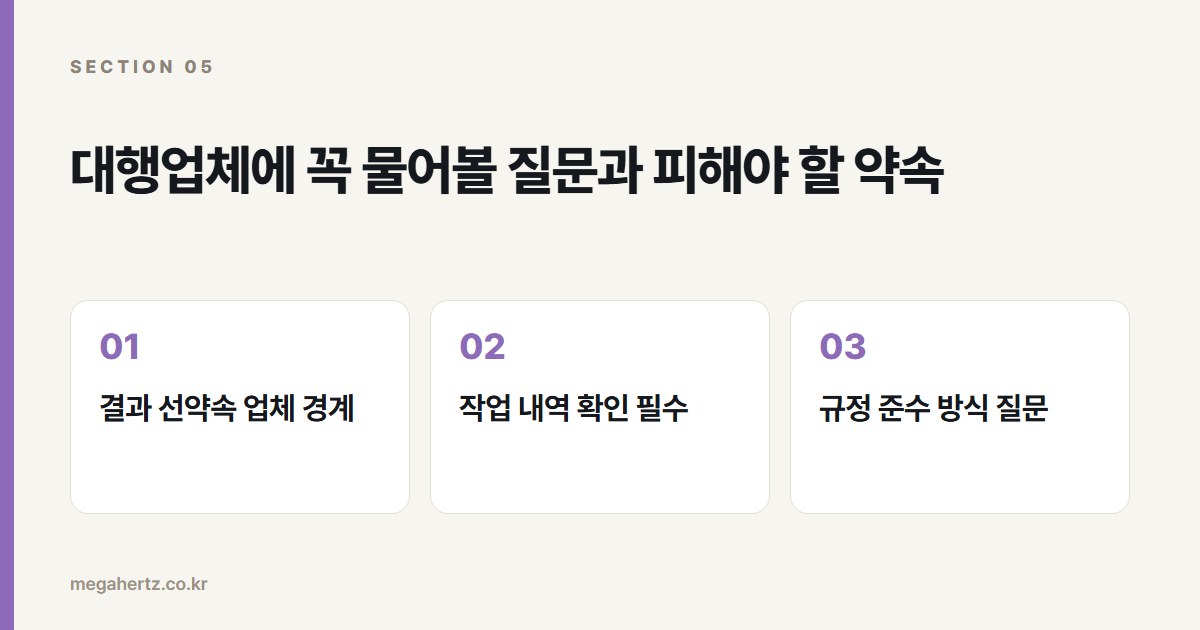 대행업체에 꼭 물어볼 질문과 피해야 할 약속