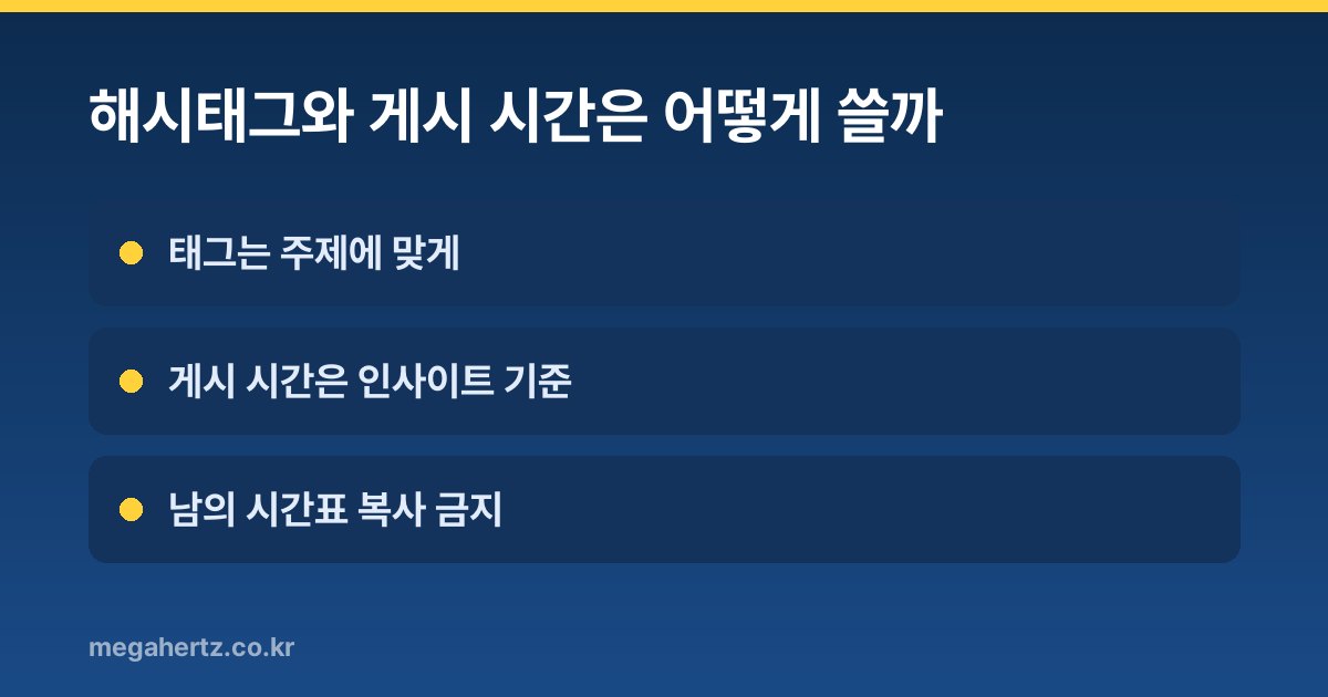 해시태그와 게시 시간은 어떻게 쓸까