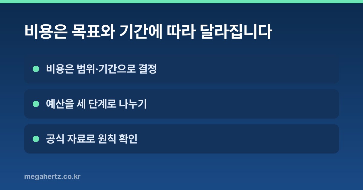 비용은 목표와 기간에 따라 달라집니다