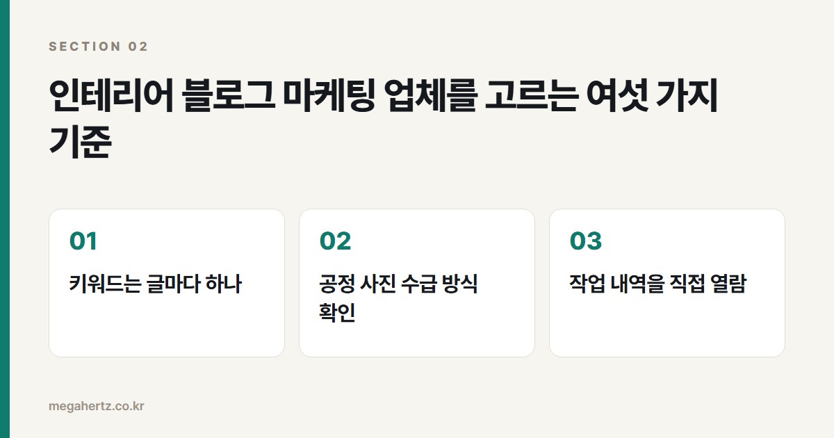 인테리어 블로그 마케팅 업체를 고르는 여섯 가지 기준