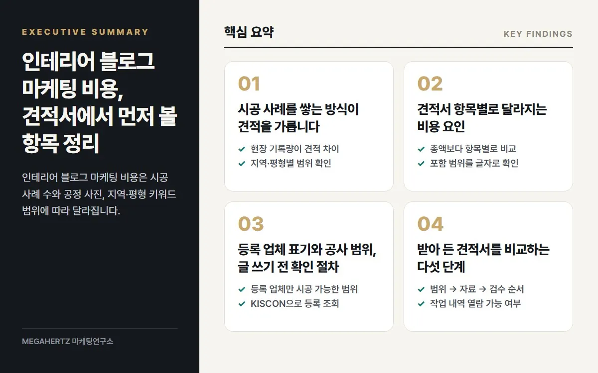 인테리어 블로그 마케팅 비용, 견적서에서 먼저 볼 항목 정리 핵심 요약