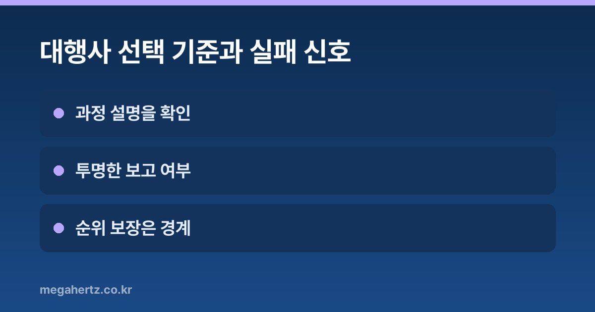대행사 선택 기준과 실패 신호