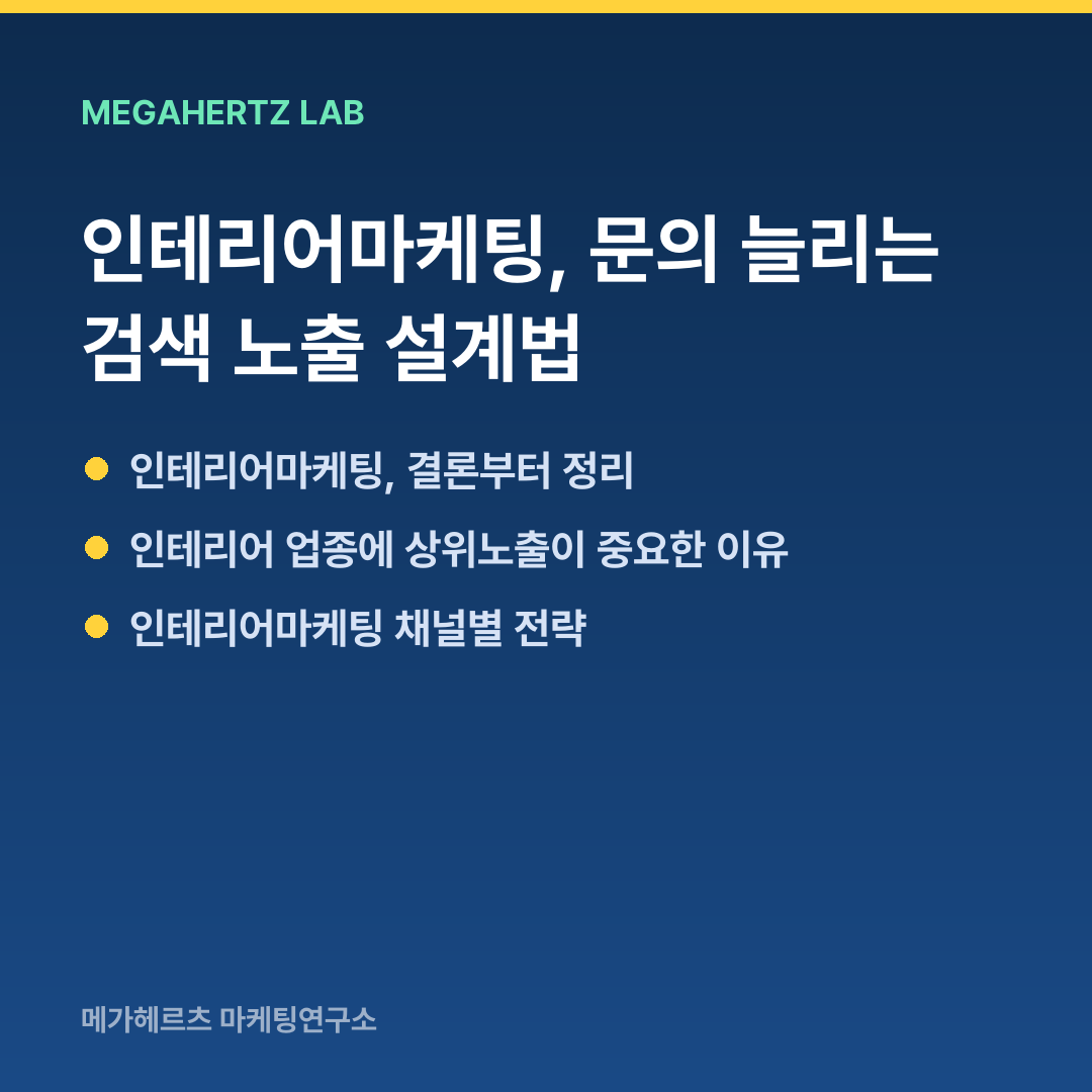 인테리어마케팅, 문의 늘리는 검색 노출 설계법