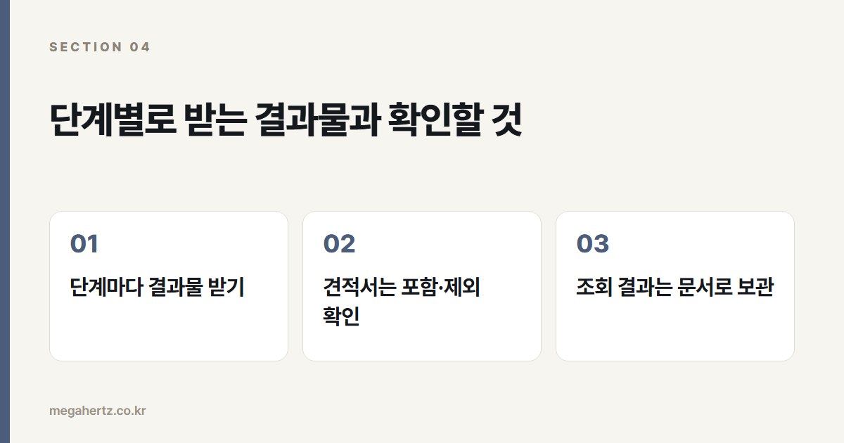 단계별로 받는 결과물과 확인할 것