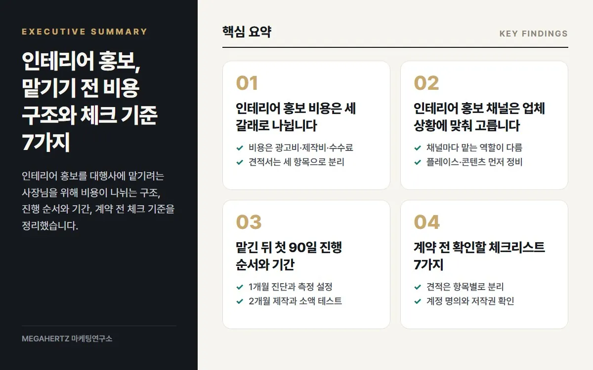 인테리어 홍보, 맡기기 전 비용 구조와 체크 기준 7가지 핵심 요약