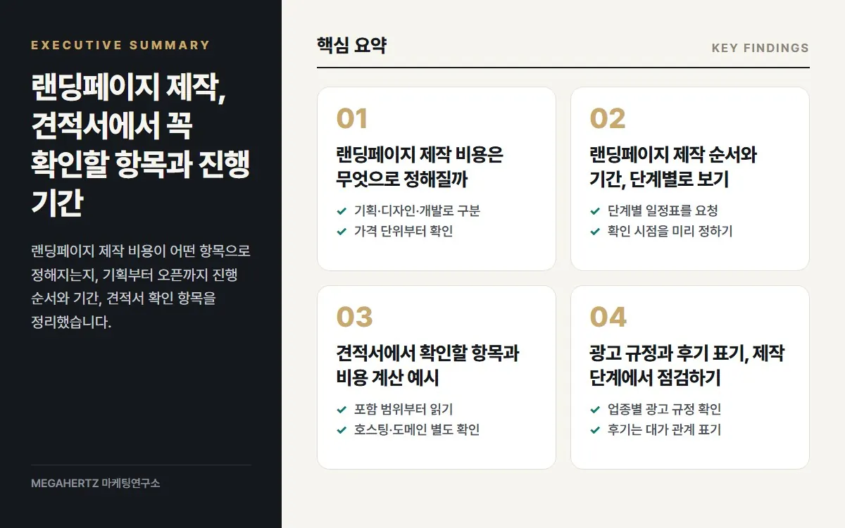랜딩페이지 제작, 견적서에서 꼭 확인할 항목과 진행 기간 핵심 요약