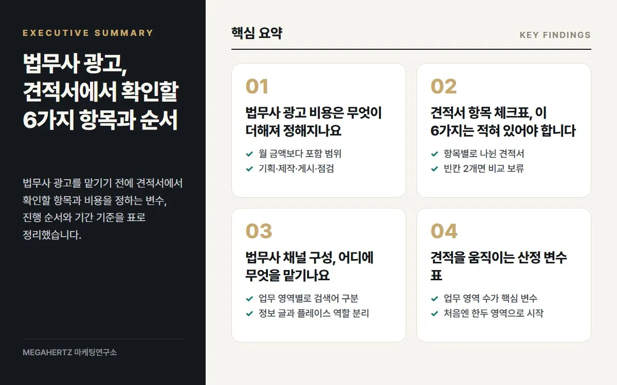 법무사 광고, 견적서에서 확인할 6가지 항목과 순서 핵심 요약
