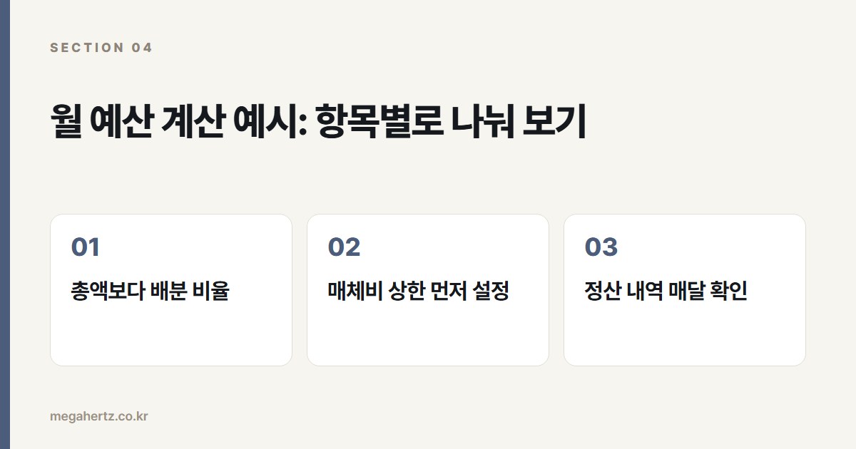 월 예산 계산 예시: 항목별로 나눠 보기