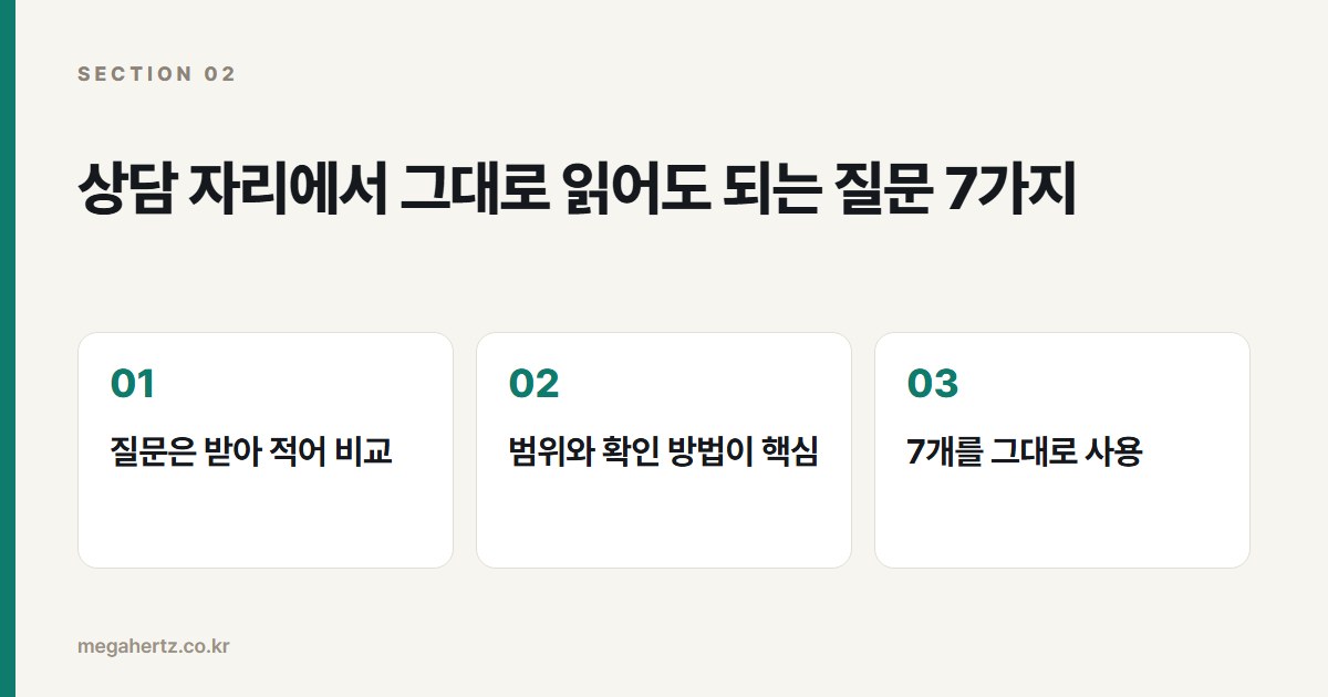 상담 자리에서 그대로 읽어도 되는 질문 7가지