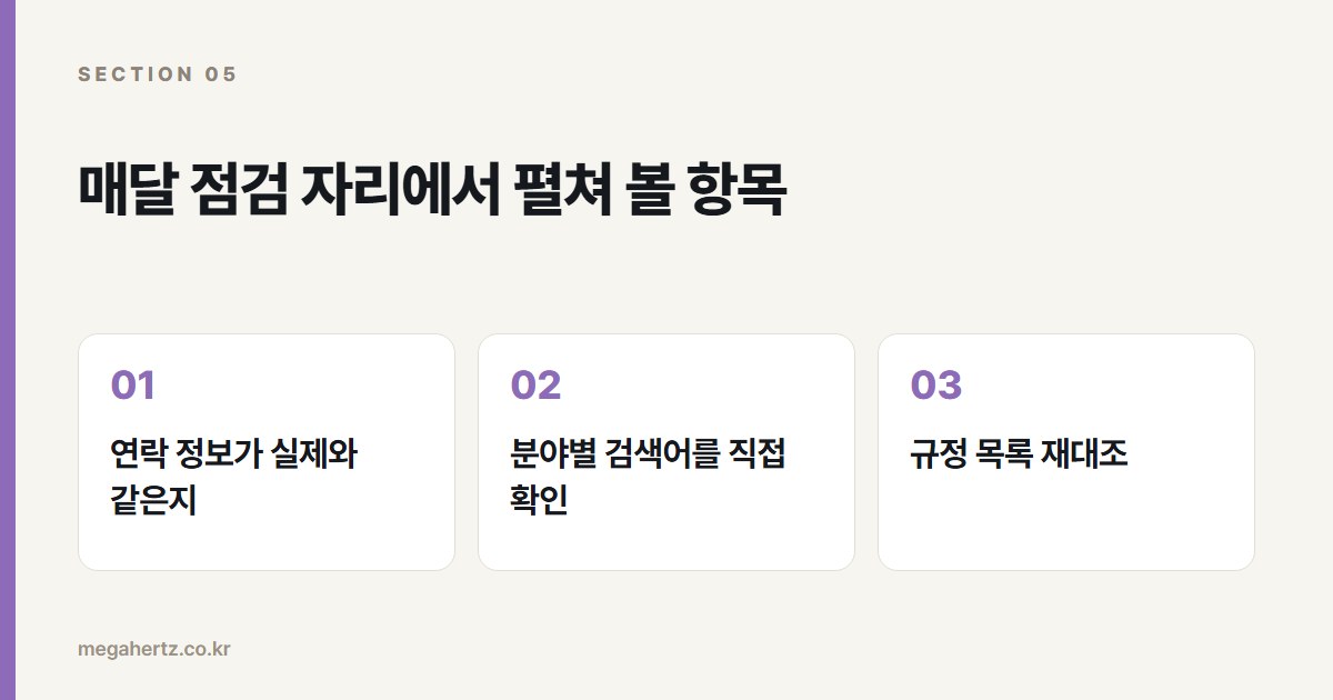 매달 점검 자리에서 펼쳐 볼 항목