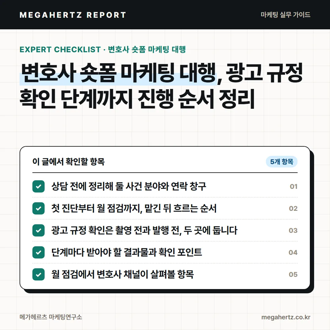 변호사 숏폼 마케팅 대행, 광고 규정 확인 단계까지 진행 순서 정리