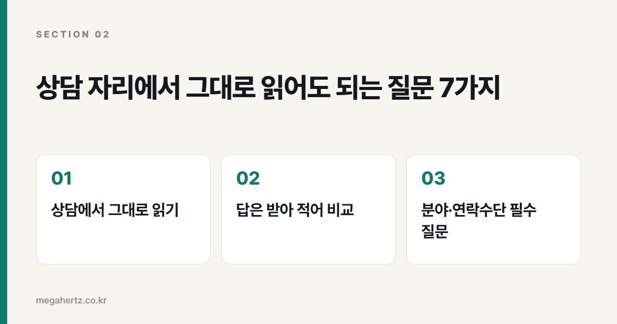 상담 자리에서 그대로 읽어도 되는 질문 7가지