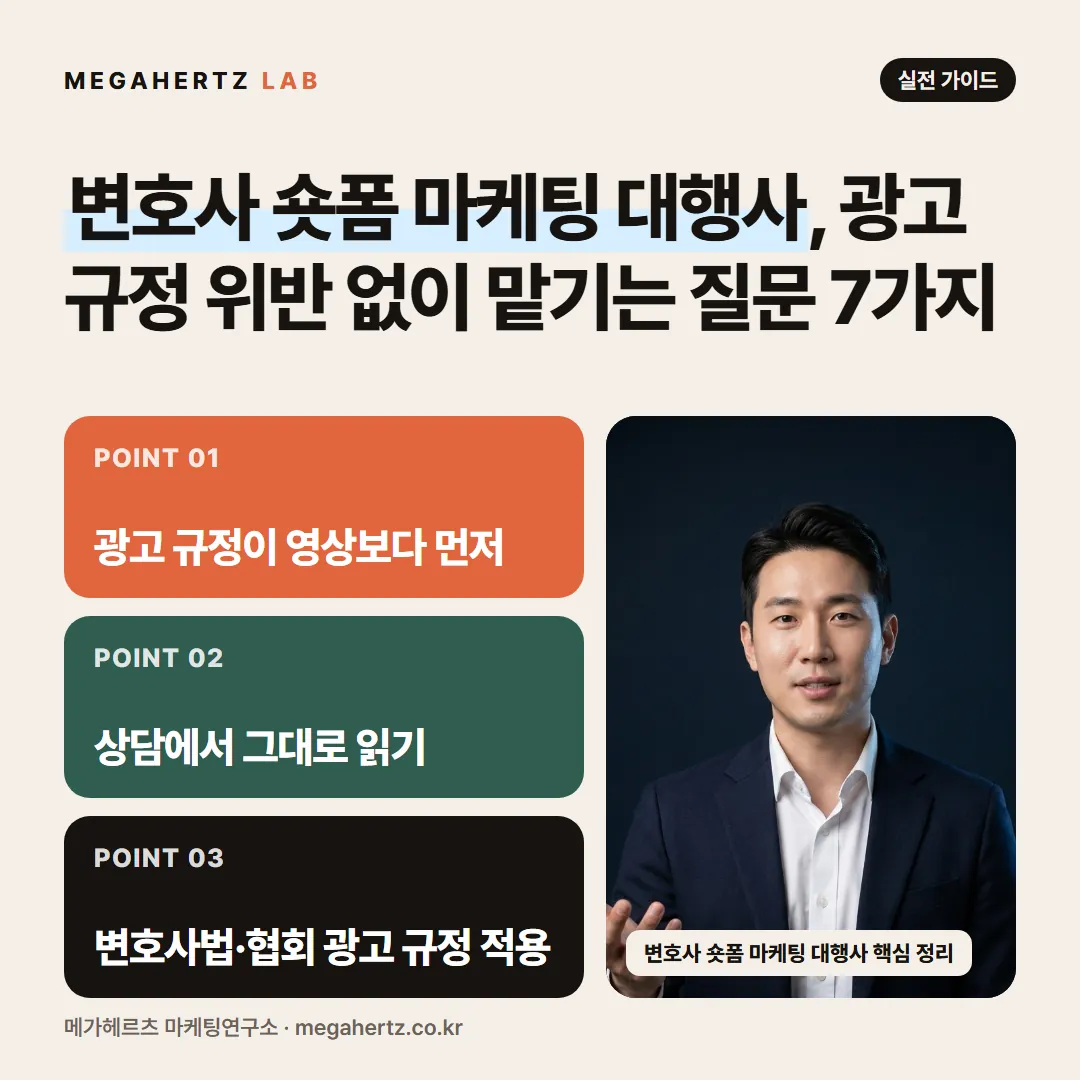 변호사 숏폼 마케팅 대행사, 광고 규정 위반 없이 맡기는 질문 7가지
