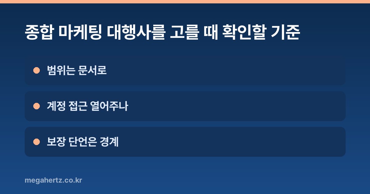 종합 마케팅 대행사를 고를 때 확인할 기준
