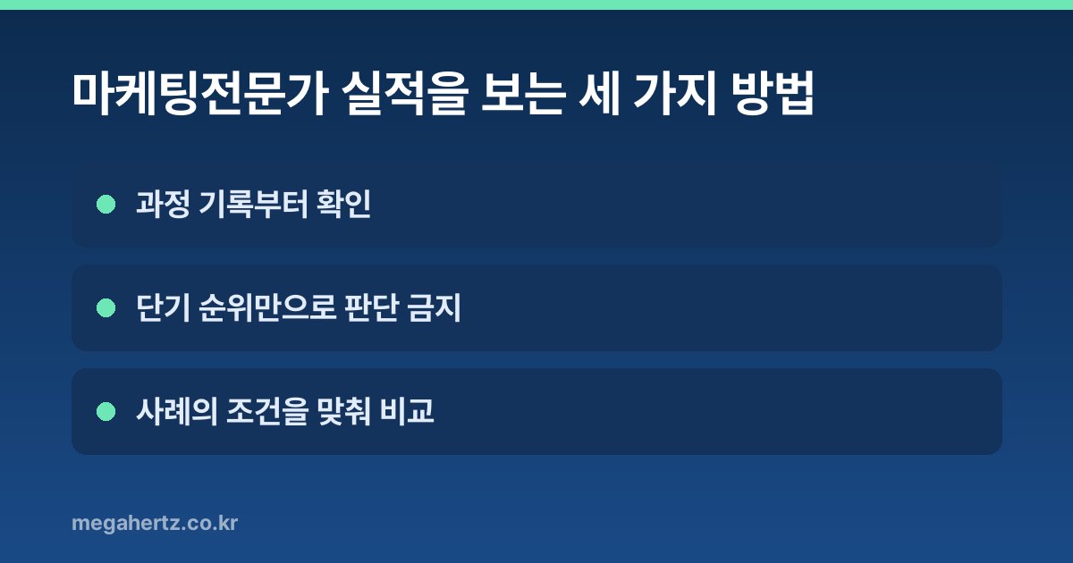 마케팅전문가 실적을 보는 세 가지 방법