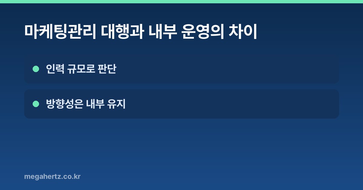 마케팅관리 대행과 내부 운영의 차이