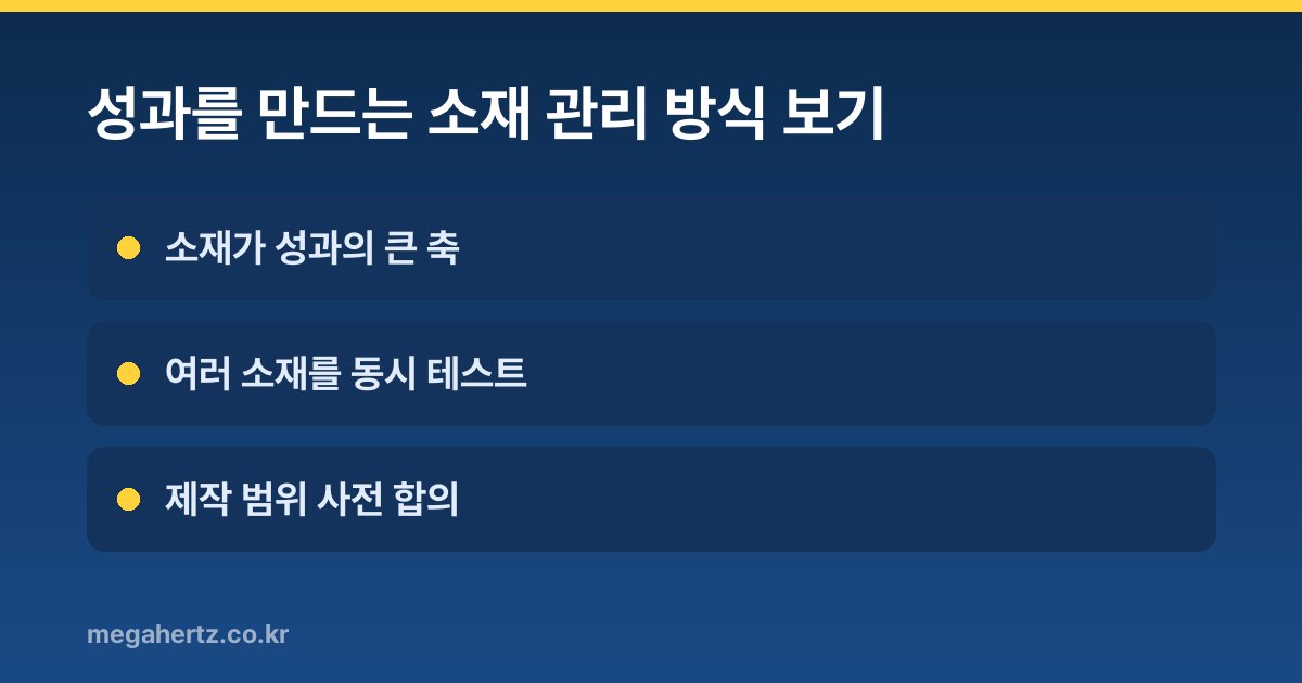 성과를 만드는 소재 관리 방식 보기